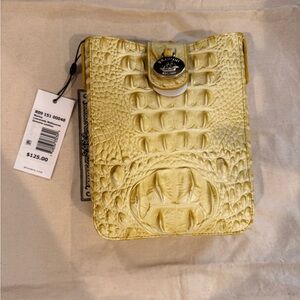 Brahmin Lemon Croc-Embossed Crossbody Bag